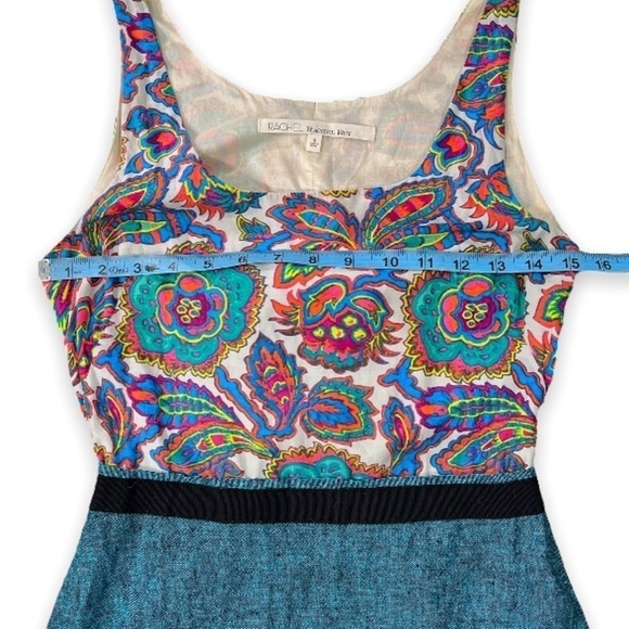 Rachel Roy Paisley Print Tie Back Cutout Linen Fit and Flare Dress sz 4 - Picture 9 of 15